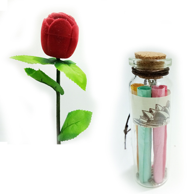 "Message Bottle code-1303 -007 + Artificial  Rose -020 - Click here to View more details about this Product
